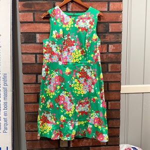 Talbots Green Floral Flounce Hem Plus Sleeveless